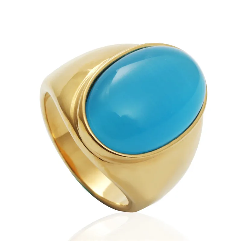 

Vintage Jewelry Stainless Steel Artificial Opal Couple Ring Valentine's Day Birthday High-end Gift Hand Wholesale