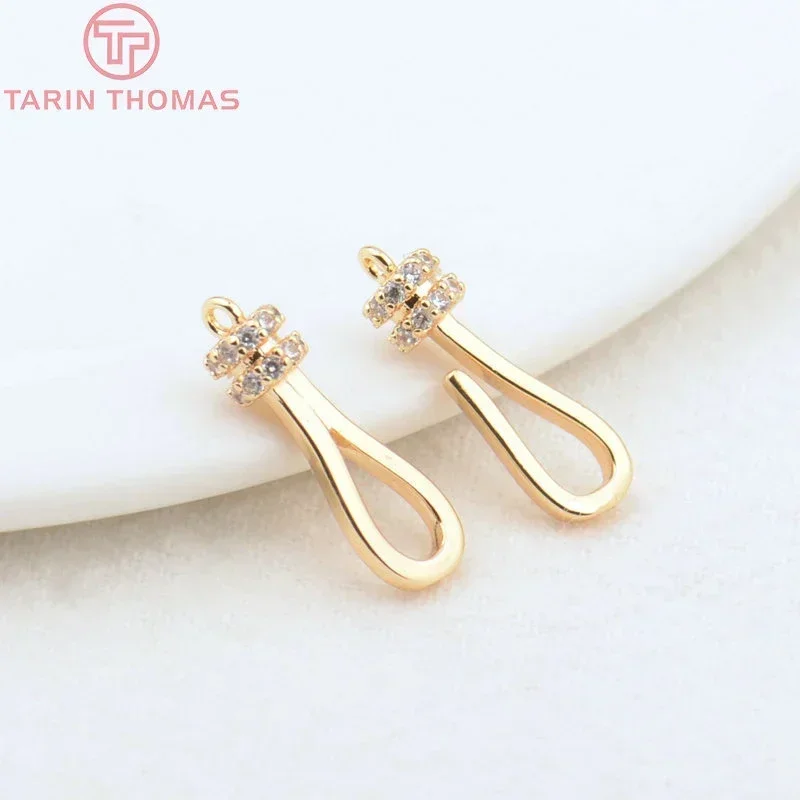 (3968) 15x6 мм 15 5x4 8 24-каратное золото латунь с цирконом подвески разъем для браслета