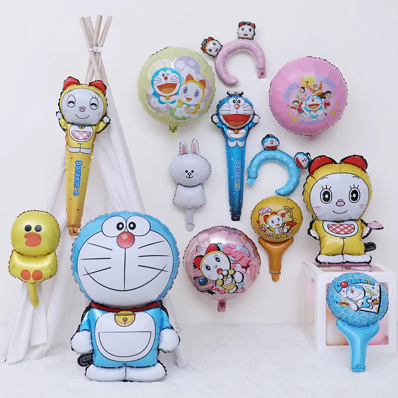 Toon Shape Aluminum Film Balloon Blue Fat Man Dingdang Cat