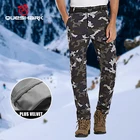 QUESHARK мужские флисовые штаны для велоспорта, ветрозащитные водонепроницаемые камуфляжные MTB шоссейные велосипедные штаны для пешего туризма, кемпинга