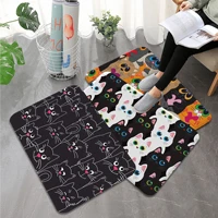 cartoon cat printed flannel floor mat bathroom decor carpet non slip for living room kitchen bath mats doormat