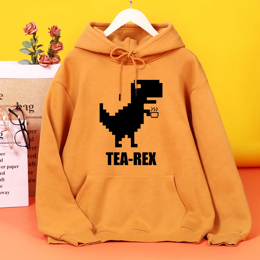 

Mosaic Tyrannosaurus Rex Loves Tea Print Female Hoody Harajuku M-2XL Streetwear Fashion Quality Hooded Autumn Comfortable hoodie
