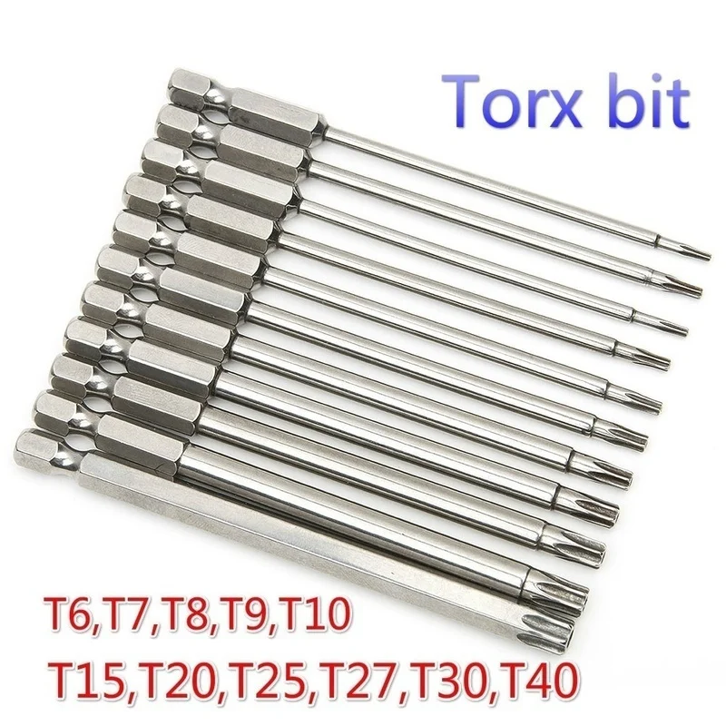 

3/7/11Pieces 75 MM S2 Alloy Steel Torx Screwdriver Bit Tool Kit 1/4 Hexagon Torx Socket Kit Handle Tool Electric Screwdriver Set