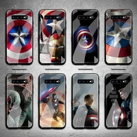 marvel superhero captain america shield phone case tempered glass for samsung s20 plus s7 s8 s9 s10 note 8 9 10 plus