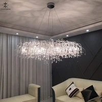 pendant chandelier crystals raindrop led light nordic luxury home decor living room decoration indoor lighting 220v