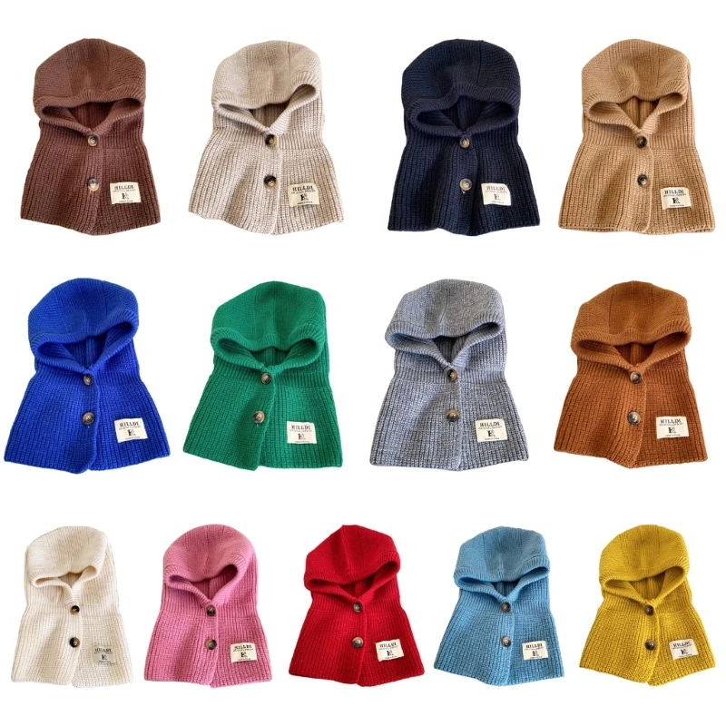 

Hooded Hat Scarf OnePiece Scarf Knitted Beanie Hat Winter Knit Earflap