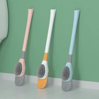 cute smart silicone toilet brush and holder set free punch wall mounted toilet accessory wc cleaning brush to clean bathroom