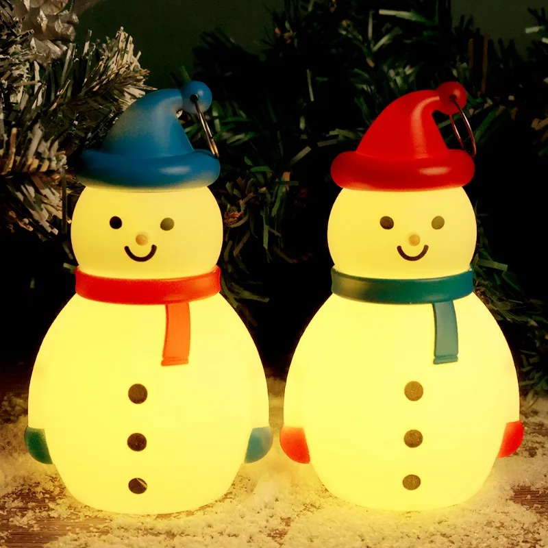 

Christmas Led Night Light Red Hat Snowman Night Lamp Christmas Tree Decor Pendant for Birthday Party Home Glow Snowman Props