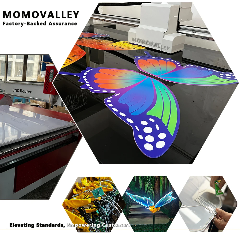 Фото Momovalley 3D гигантские светодиодные рождественские украшения с открытым закрытием движущаяся бабочка для улицы для пейзажа и декора ресторана №2
