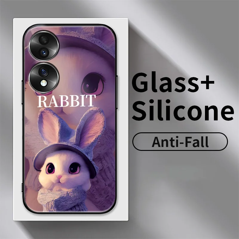 

Glass Phone Case for Honor 70 7X 8 8 Pro 8C 8X Max 9 9A 9i 9X Lite V9 Huawei Enjoy Max Cases Witary Longer Rabbit