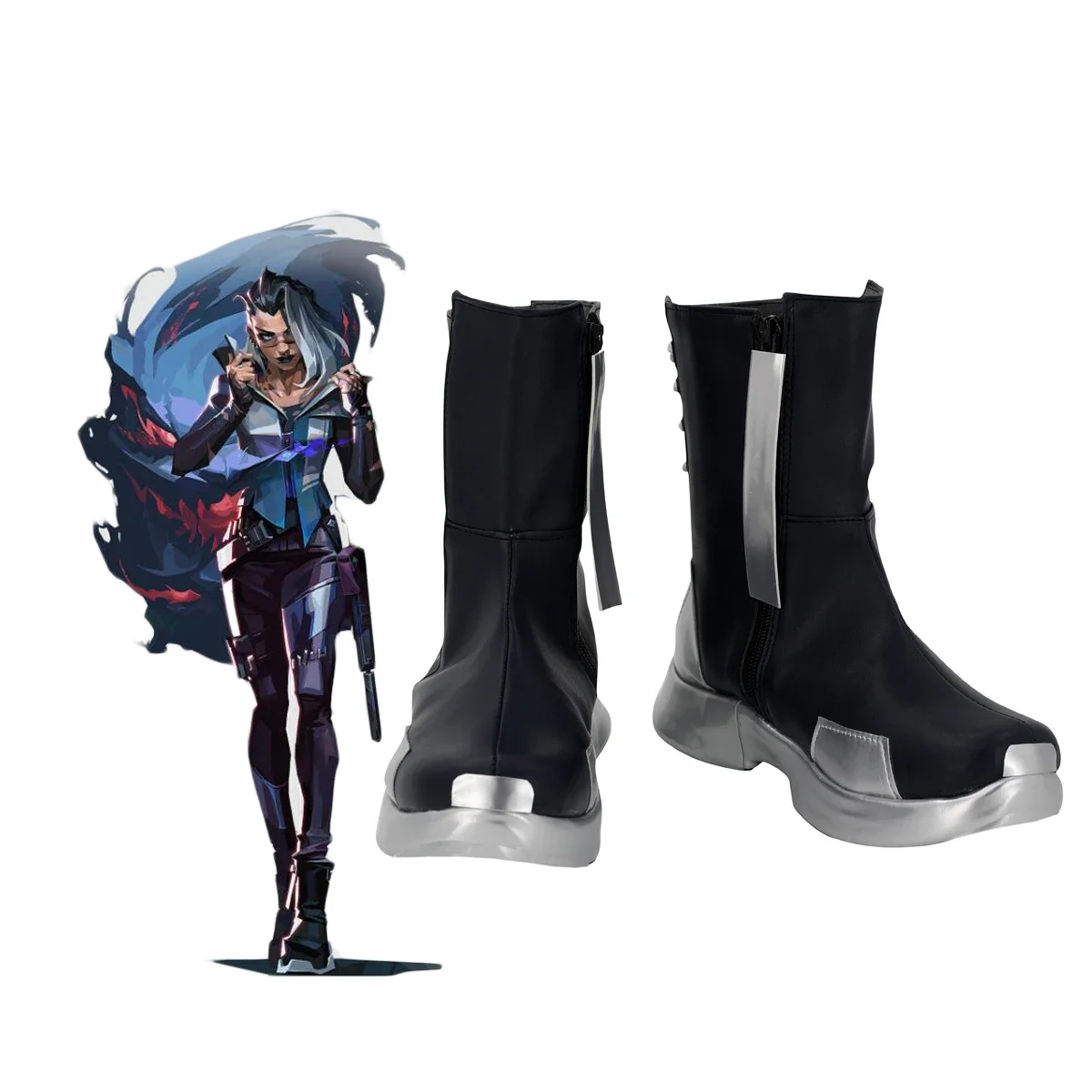 Черные кожаные ботинки для косплея