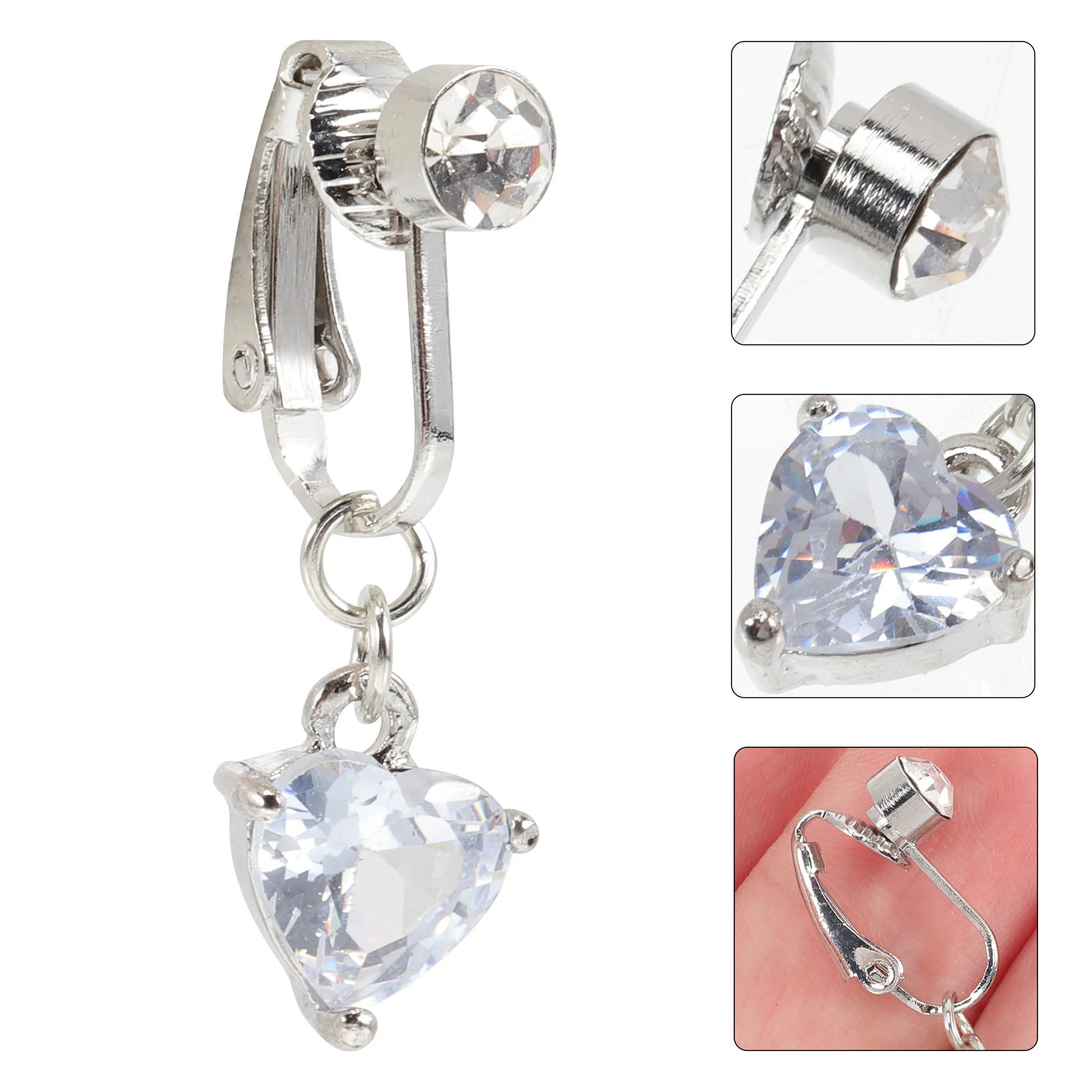 

Navel Ring Jewelry Rings Non Belly Button Clip Dangle Decoration Fake Alloy Zircon Woman