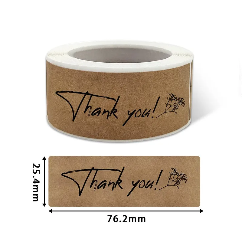

120 Pcs/Pack Kraft Paper Thank You Stickers 3x1 Inch Rectangle Labels Stickers For Small Business Handmade Decor