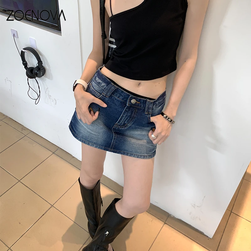 ZOENOVA новая летняя модная женская джинсовая короткая юбка Maillard Street сексуальная