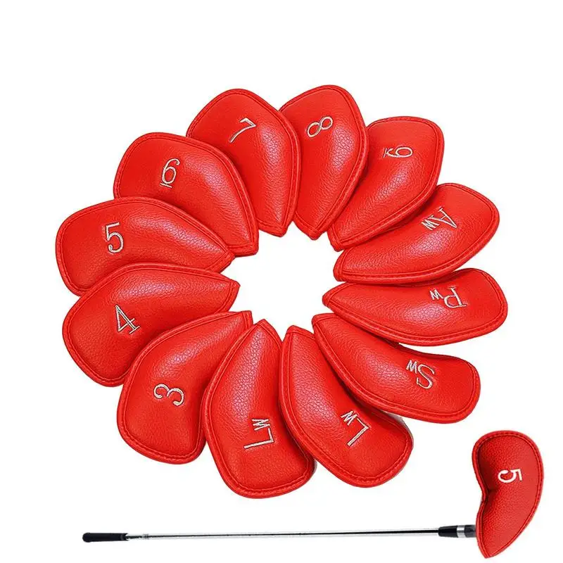 

Golf Head Protector Leather Golf Driver Headcover With Numbers 12pcs Head Covers For Driver Fairway Woods Hybrid Fit All