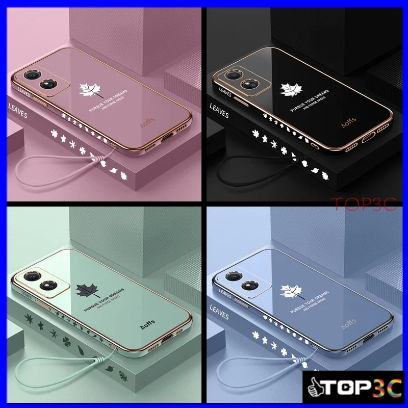 

For OPPO A16 A15S A15 A32 A54 A55 A53 A92 A52 A9 2020 A5 2020 F9 A7 A12 A31 A83 A5S A36 A76 Straight Edge Maple Leaf Phone Case