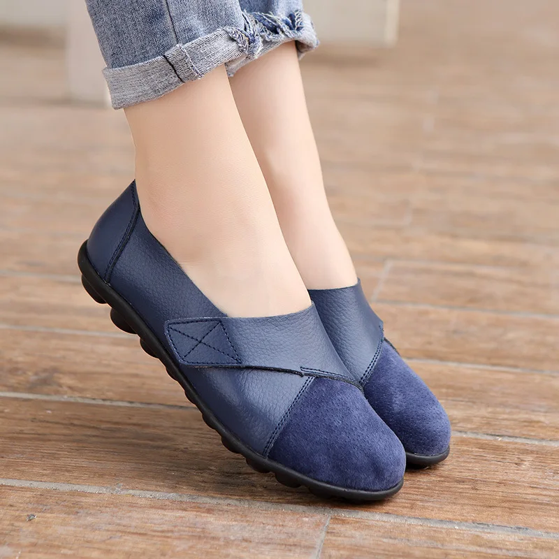

Ladies Flat Shoes Ladies Soft Leather Casual Shoes Large Size 35-44 Loafers Boat Shoes Ladies Hook Loop De Mujer2022