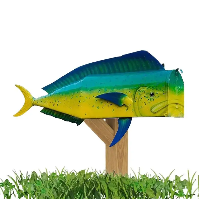 

Почтовый ящик для рыбы, креативный, забавный, яркий дизайн, металлический почтовый ящик для сада, многоразовый цветной почтовый ящик для рыбы, художественный почтовый ящик для уличного парка