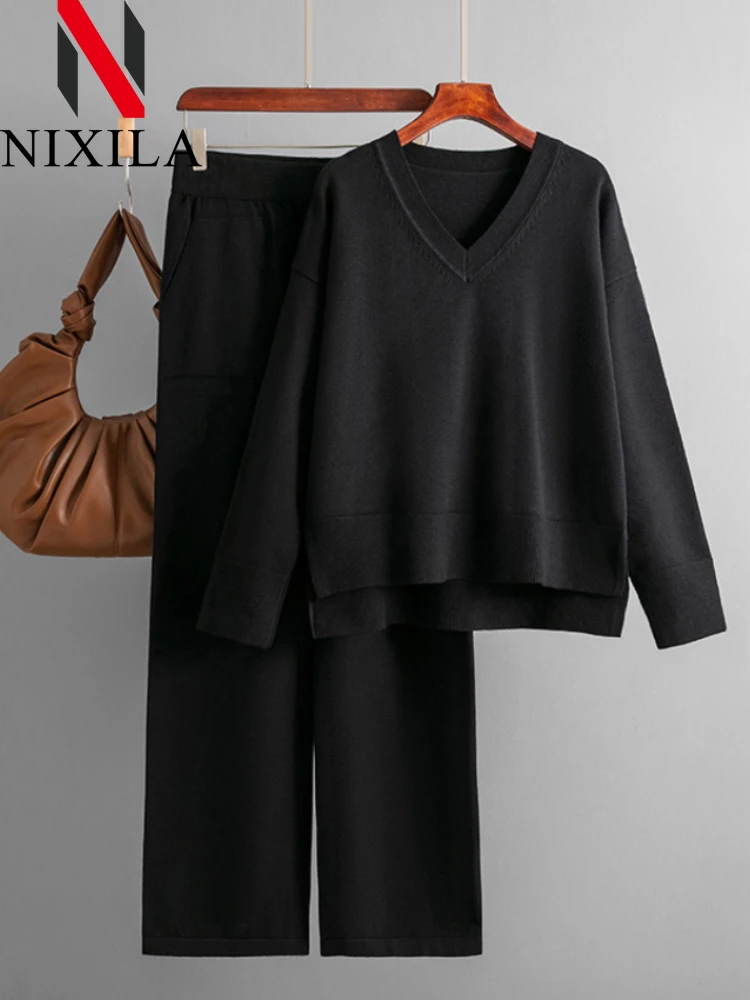 Женский Осенне-зимний Комплект Свитеров Повседневный Теплый Пуловер Топ С