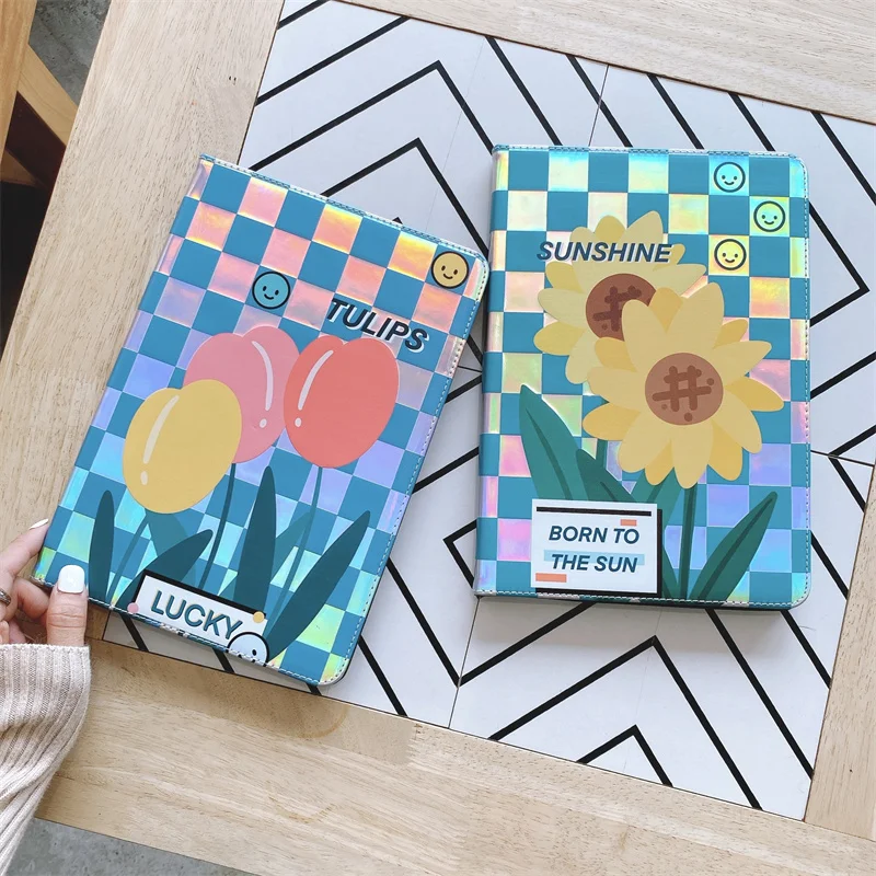 

Чехол Kawaii 2021 для iPad 10,2, чехол 9-го поколения, чехол для iPad 10,2, 9,7 дюйма, Air 1, 2, 3, 4, 10,9 Pro, 10,5, 11 дюймов, тюльпаны, чехол