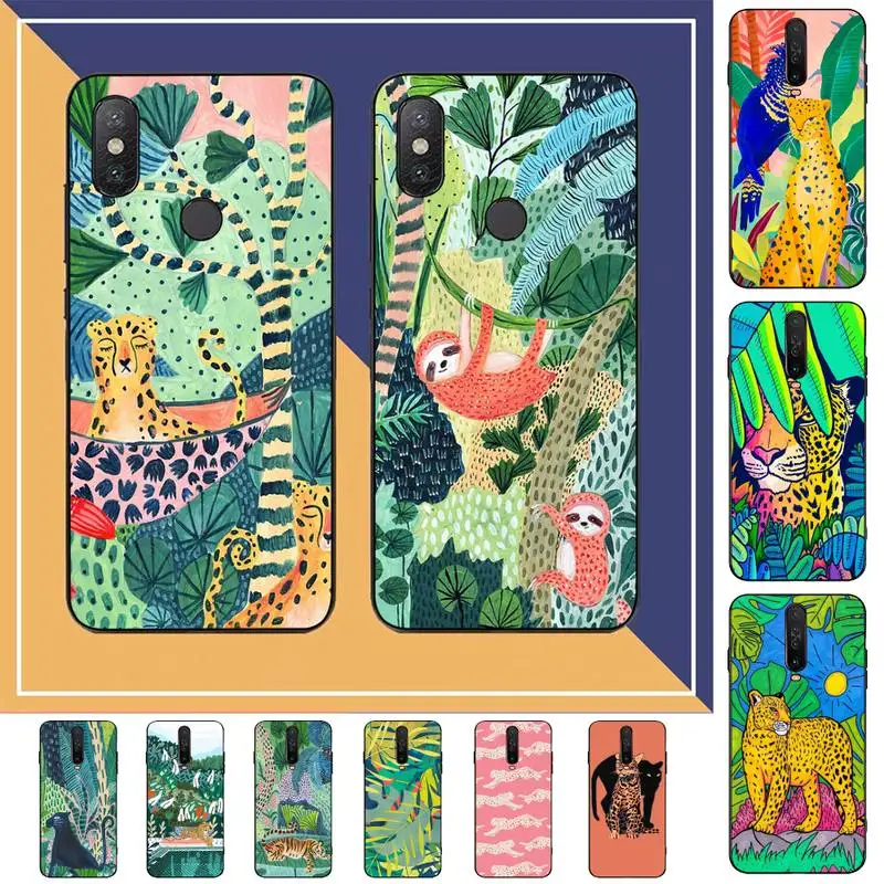 

FHNBLJ Chic Cute Cartoon Anime Sloth Leopard Phone Case for Redmi Note 8 7 9 4 6 pro max T X 5A 3 10 lite pro