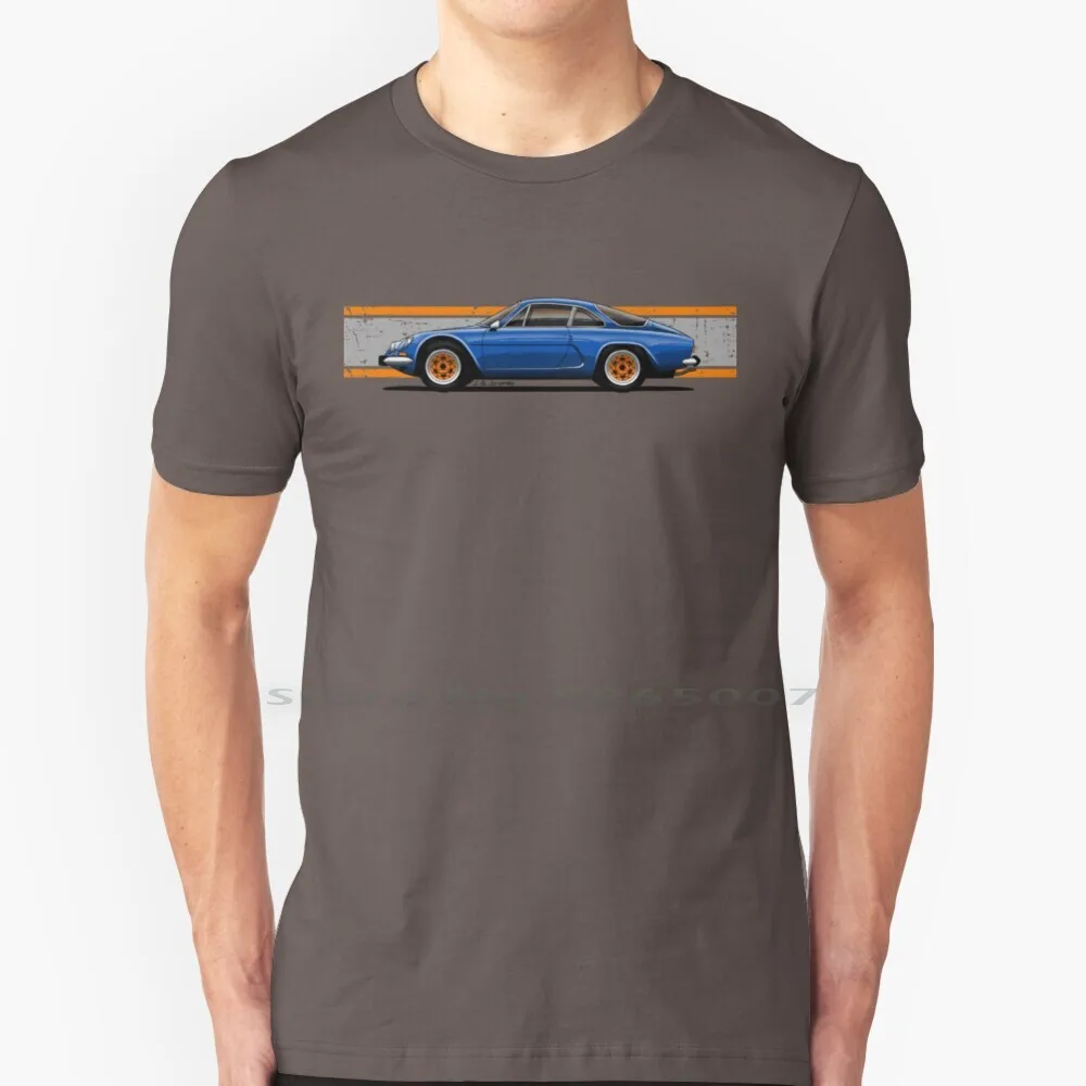 

My Drawing Of The French With Orange Rims T Shirt 100% Cotton Alpine A110 Rally Car Sports Classic Jaagdesign Big Size 6xl Tee