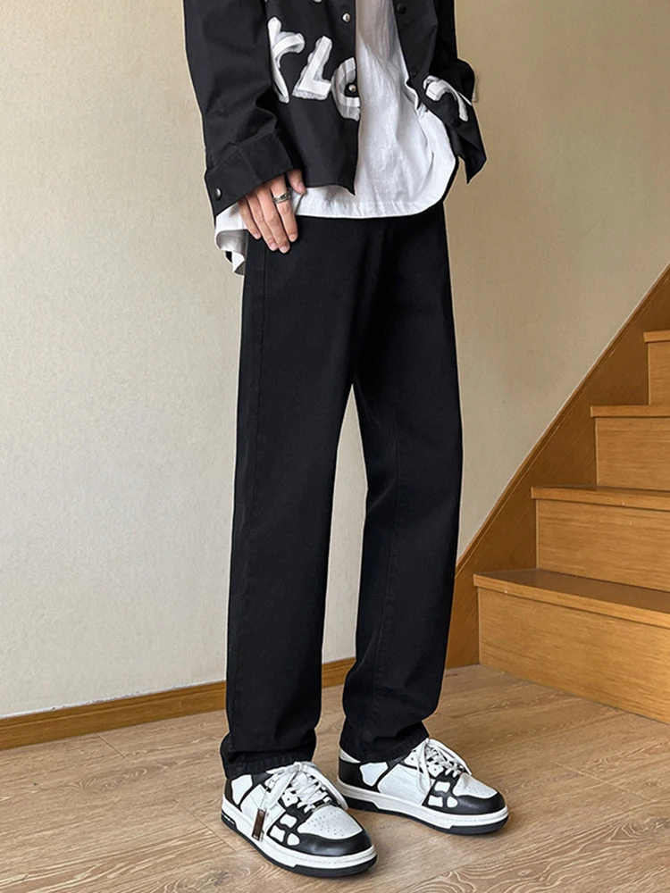 Men Pants Spring and Summer High Street Zipper Jeans Solid Color Men's Pants Slim Casual Trousers American Fashion Jeans for Men