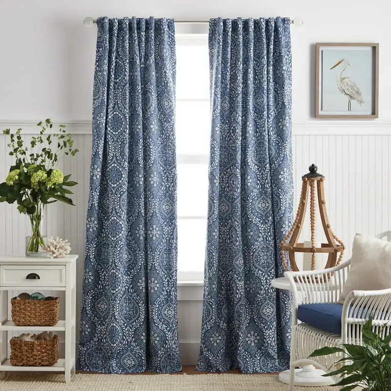 

Home Decor Curtains Living Room Bandana Indoor Poly Cotton Blend Blackout Backtab Curtain Panel Pair , Indigo , 50"x84" , Set of