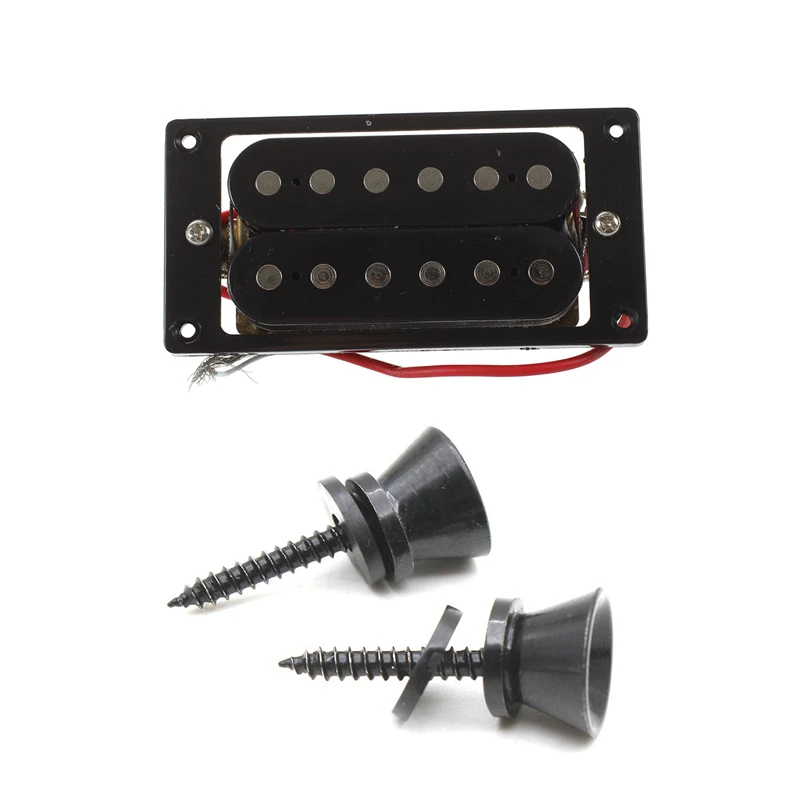 

2 Pair Black Guitar Parts: 1 Pair Guitar Strap Lock Pins Peg Metal & 1 Pair Humbucker Double Coil Electric Guitar Pickups + Fram