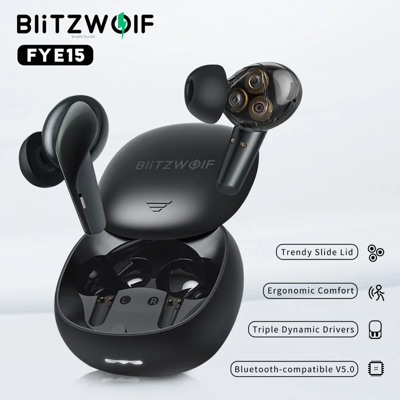 [Triple Dynamic] BlitzWolf BW-FYE15 Headphone TWS bluetooth-compatible Earphone HiFi Stereo Bass Low Latency Smart Touch HD Call