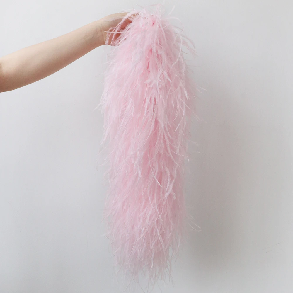 

50cm High Quality Fluffy Ostrich Feathers Boa for Shawl Handicraft 10ply Pink Feather Scarft Diy Party Dress Cuff Accessories