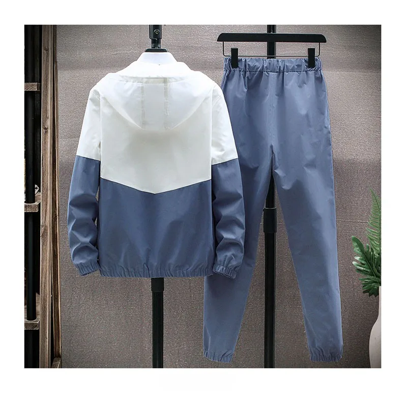 Men's Set Embroidery Brand Spring and Autumn New Sports Hoodie Two Piece Pants Fashion Casual Hip Hop Street Set Splice