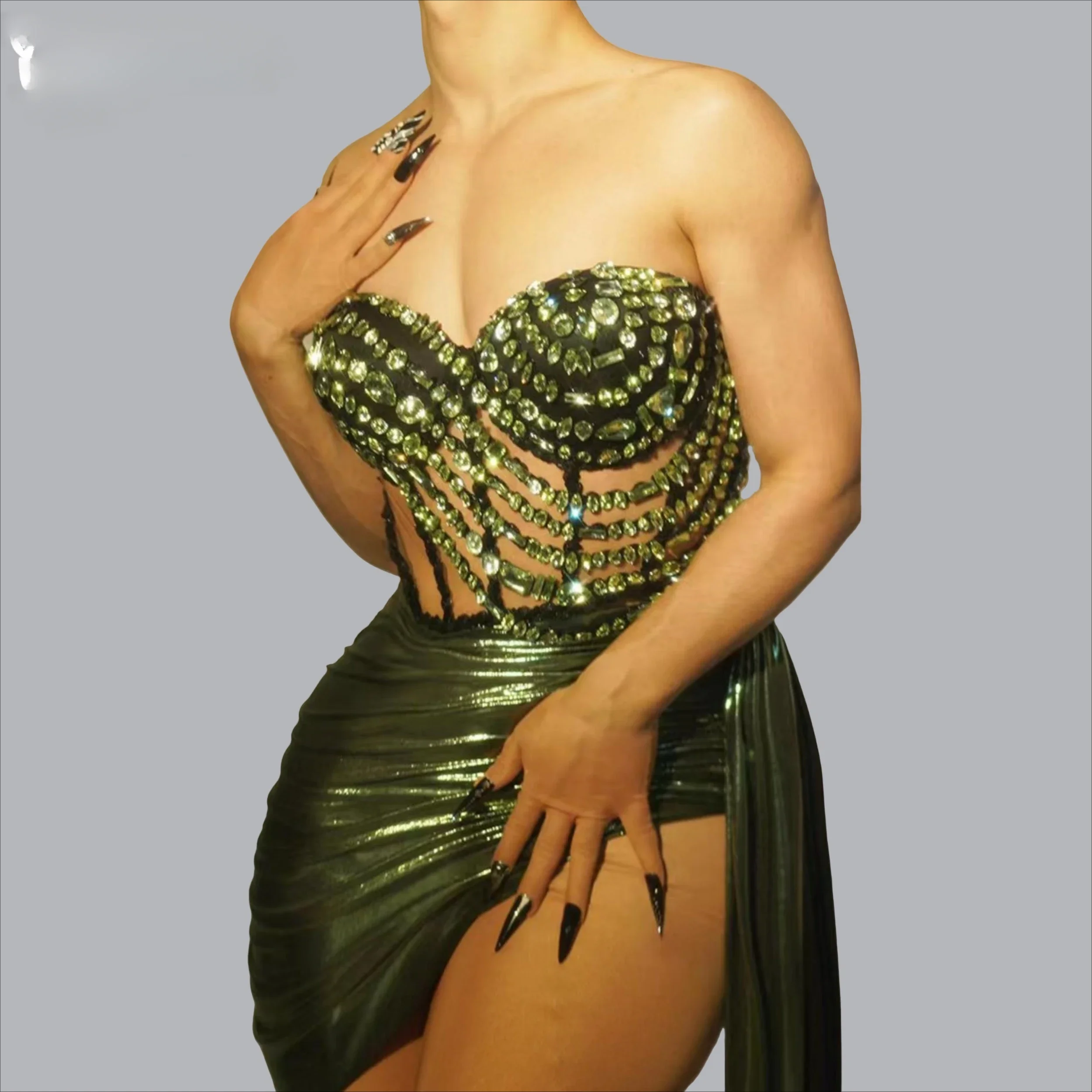 Новый бюстгальтер со сверкающими бриллиантами топ и юбка сексуальная одежда для