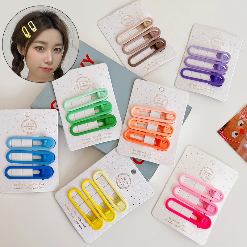 

3 Pcs/Set Women Fashion Gradient Oval Hollow Duckbill Clip Lady Sweet Side Clip Hairpins Barrettes Female Sweet Hair Accessories