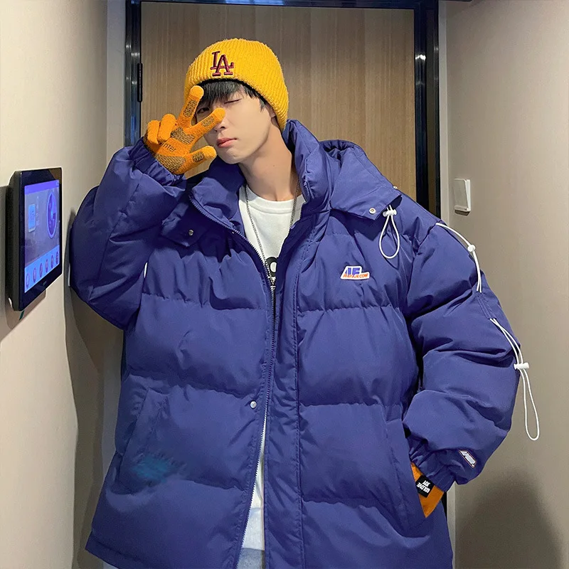 Men's Fashion Loose All-match Hooded Jacket Autumn/Winter Thick Warm Jacket Youth Bread Clothing Jacket with Hood winter coat