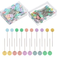 50pcs sewing flowers pin flat flower bead fixing pin home stainless steel positioning garment needle manual diy sewing tool