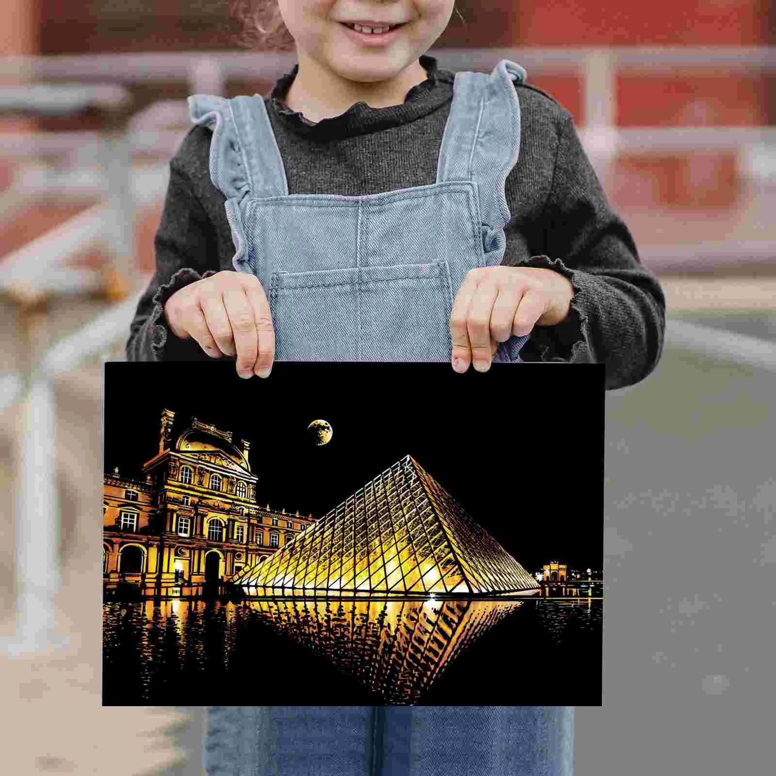 2 шт. подарки с царапинами ночной вид бумажное изображение города игрушка для