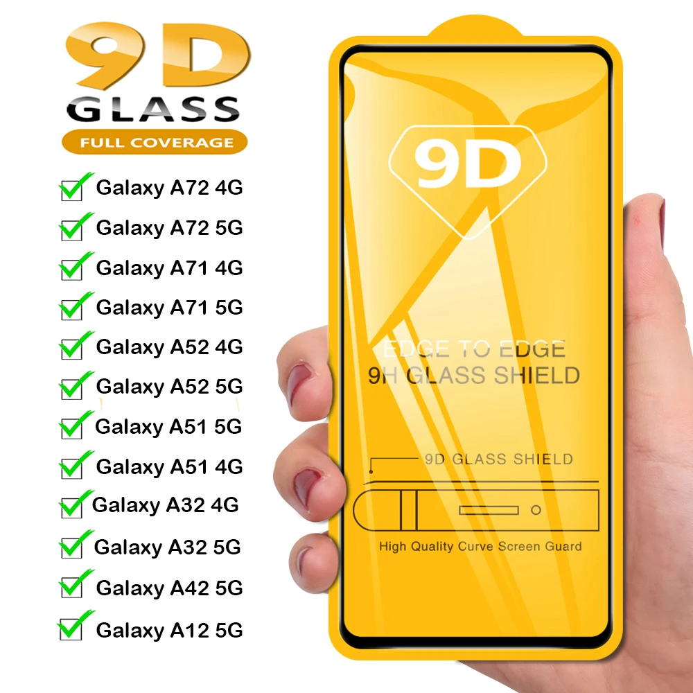 

9D Protective Glass For Samsung Galaxy A52 A52S A51 A71 A72 A32 A22 A12 4G 5G Screen Protector Safety HD Tempered Glass
