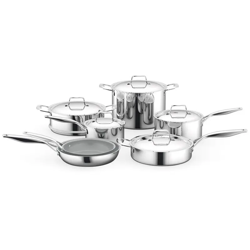 

Kitchen Kitchenware Pots & Pans Set-12-Piece Set Clad Kitchen Cookware W/ Steel Handles Cooking Pot Sets for Effortless Cooking