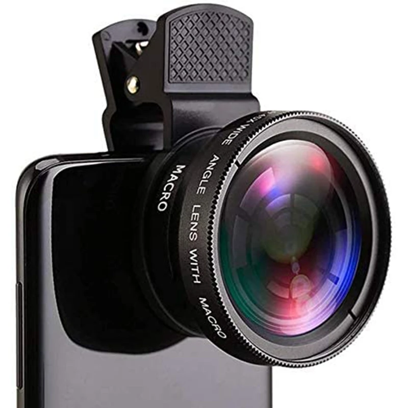 

Объектив рыбий глаз для телефона, 0,45x телефон с HD объективом камеры, макрообъектив с зажимом, широкоугольный объектив для фотоаппарата