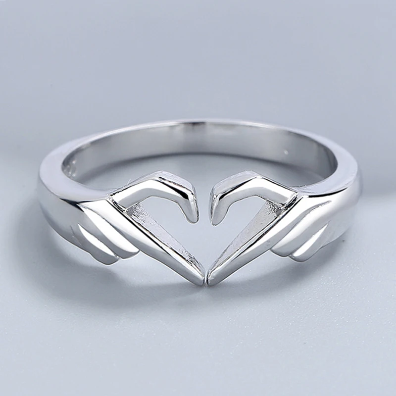 

Romantic Hands Than Heart Ring Geometric Palm Love Gesture Couple Fashion Rings Wholesale Jewelry Couple Wedding Rings