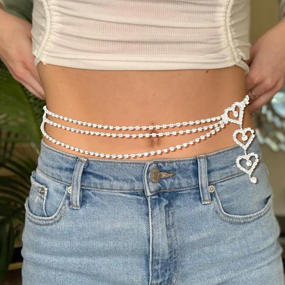 

Декоративная Повседневная многослойная цепочка на талию с кристаллами, обтягивающий пояс, роскошный тонкий пояс, ремень на талию