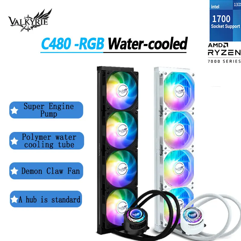 

VALKYRIE C480W-RGB VK все-в-одном ЦПУ с водяным охлаждением, арбитры, эффект 480 мм, водный дренаж LGA115x LGA20xx LGA1700 AMD AM4 AM5