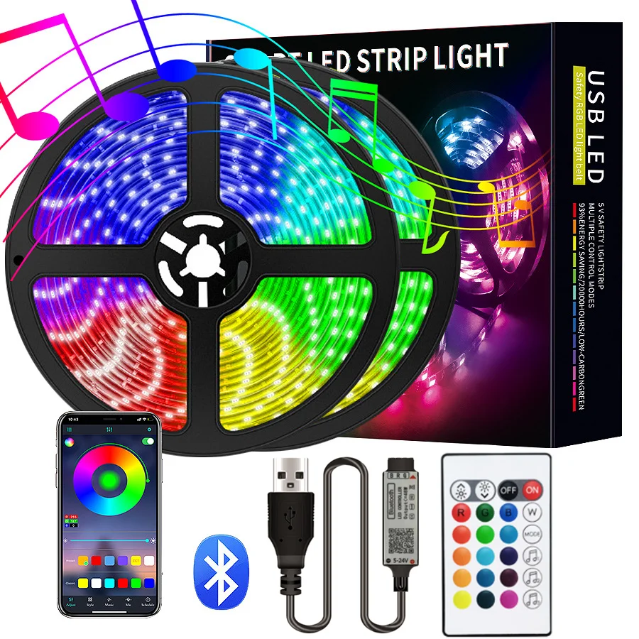 YBZ-ZN 5V светодиодный набор ремней 5050RGB водонепроницаемый красочный USB24 клавиша музыка Bluetooth ТВ фон атмосфера
