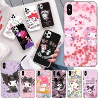 hello kitty kuromi my melody phone case for iphone 13 12 11 pro mini xs max 8 7 plus x se 2020 xr silicone soft cover