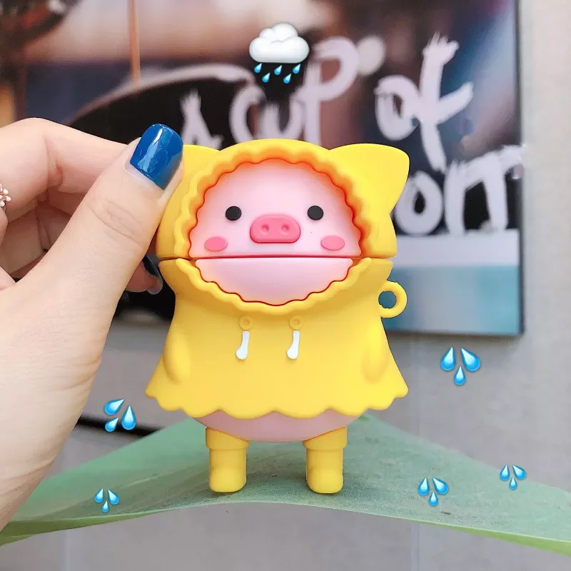 

Cartoon For airpods case Silicone Cover For airpods Case Cute Earphone 3D Headphone case Protective Earphone sleeve Raincoat Pig
