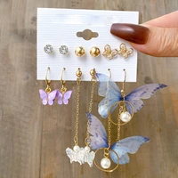 2022 pearl butterfly earrings ear studs jewelry pendant women fashion earrings set trendy gold color earrings jewelry gifts