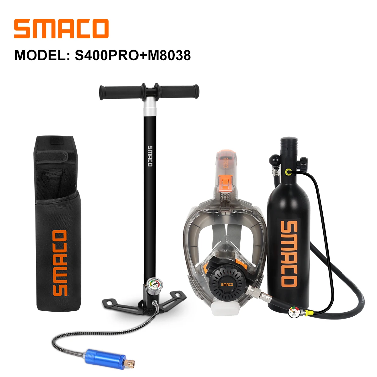 Снаряжение для дайвинга SMACO S400Pro, маска для дайвинга, кислородный баллон, дыхательное устройство для дайвинга 1 л