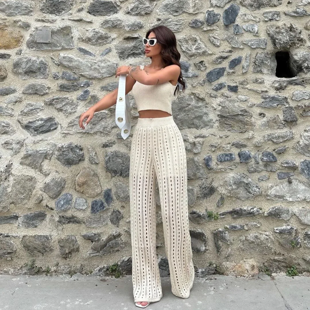 Сексуальный пикантный вязаный костюм в американском стиле женский