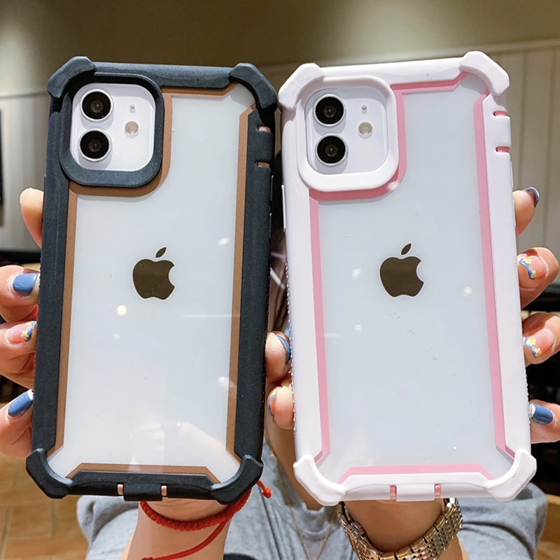 

Shockproof Bumper Transparent Phone Case For iPhone 12 11 Pro Max XR XS Max X 7 8 Plus 12 13 Pro 11 13 Hard PC Clear Back Cover